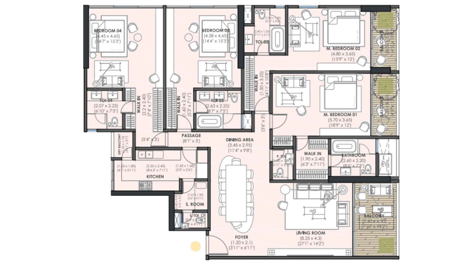 Dhuleva-VII-Floor-Plan-4-BHK-1st-Floor-2449-Sqft